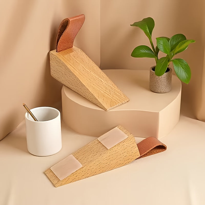 4pcs Nordic Beech\u002Fwalnut Door Stopper Set, Featuring A High Creative Bedroom Mobile Top Door Anti Closing Plug, Wooden Anti-collision And Anti Slip Stopper, Suitable for Carpets, Hardwood Floors, Concrete And Tile Surfaces.