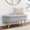 Oval Entrance Storage Bench, Linen Storage Footstool, Modern Comfortable Bedside Stool, Solid Wood Legs And Safety Hinges for Hallway Bedroom Living Room Scene Storage Footstool Bedroom Storage Stool