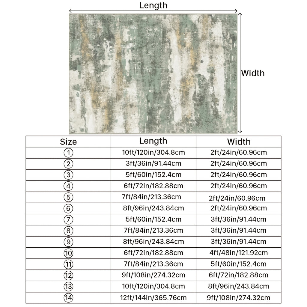 Modern Abstract Area Mat -Home Decor, Room Decor, Large Non-Slip Living Room Mat, Soft Machine Washable Mat for Dining Room, Bedroom & Office - Home Decoration in Sage Green, Blue, Dark Grey