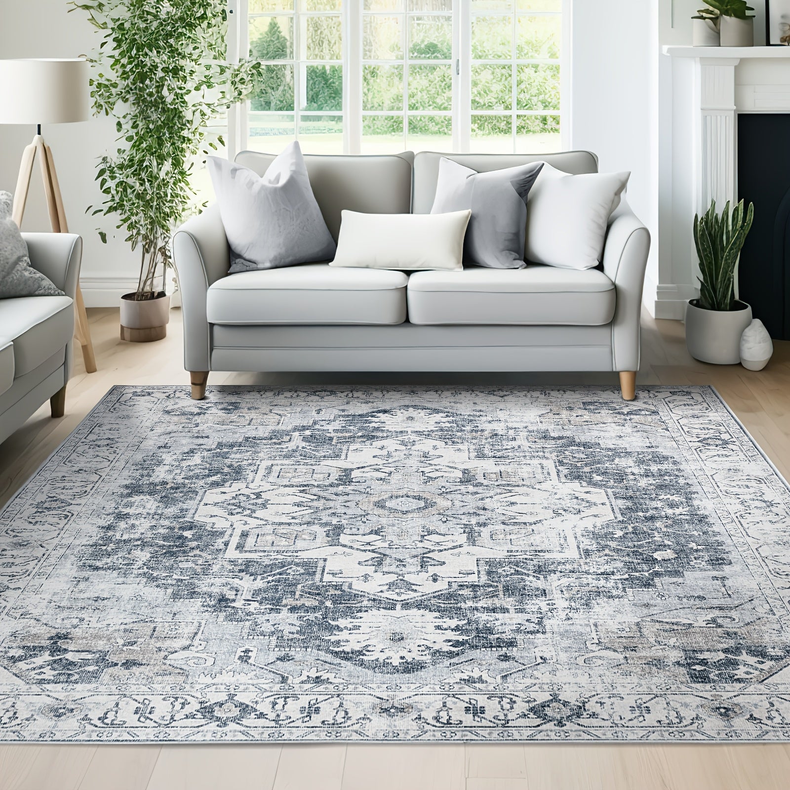 1pc of a Vintage-Style Area Rug That Is Washable, Lightweight, Has a Low Pile, Is Non-Slip, And, Suitable for Home Decor in Living Rooms, Bedrooms, Dining Rooms, And Offices