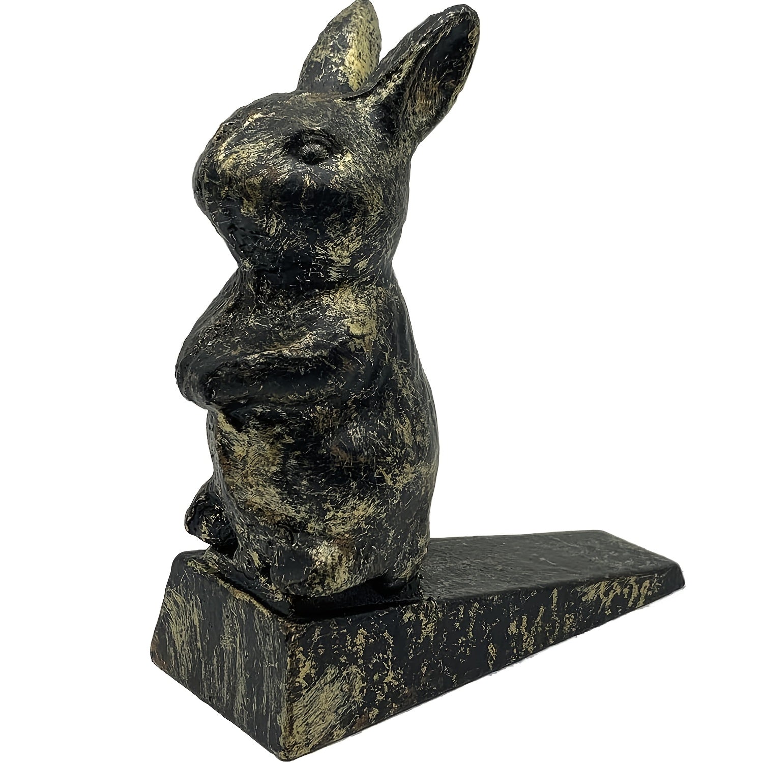 Cute Rabbit Cast Iron Door Stop | Heavy Duty Decorative Door Stopper Wedge with Strong Grip for Home and Garden, Vintage Red Brown End
