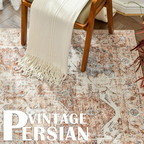 1pc of a Vintage-Style Area Rug That Is Washable, Lightweight, Has a Low Pile, Is Non-Slip, And, Suitable for Home Decor in Living Rooms, Bedrooms, Dining Rooms, And Offices