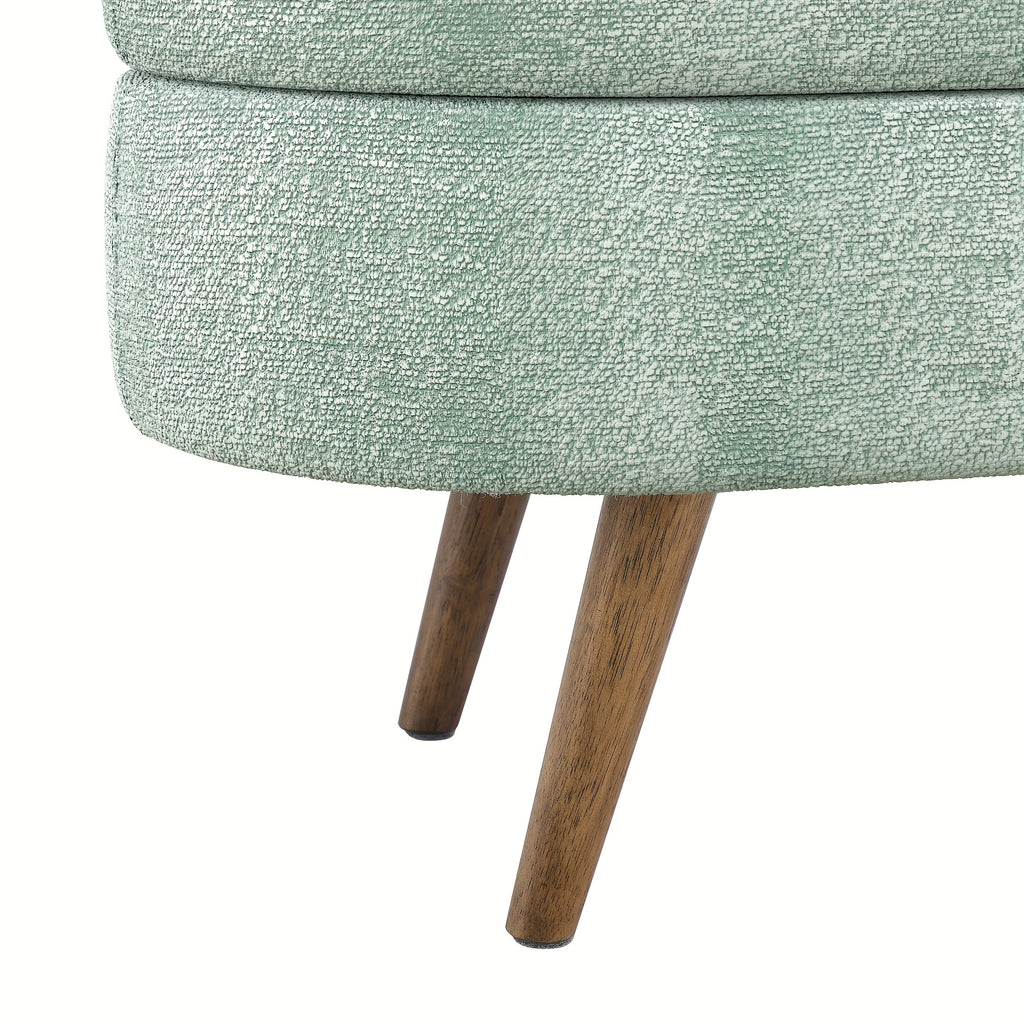 Oval Entrance Storage Bench, Linen Storage Footstool, Modern Comfortable Bedside Stool, Solid Wood Legs And Safety Hinges for Hallway Bedroom Living Room Scene Storage Footstool Bedroom Storage Stool