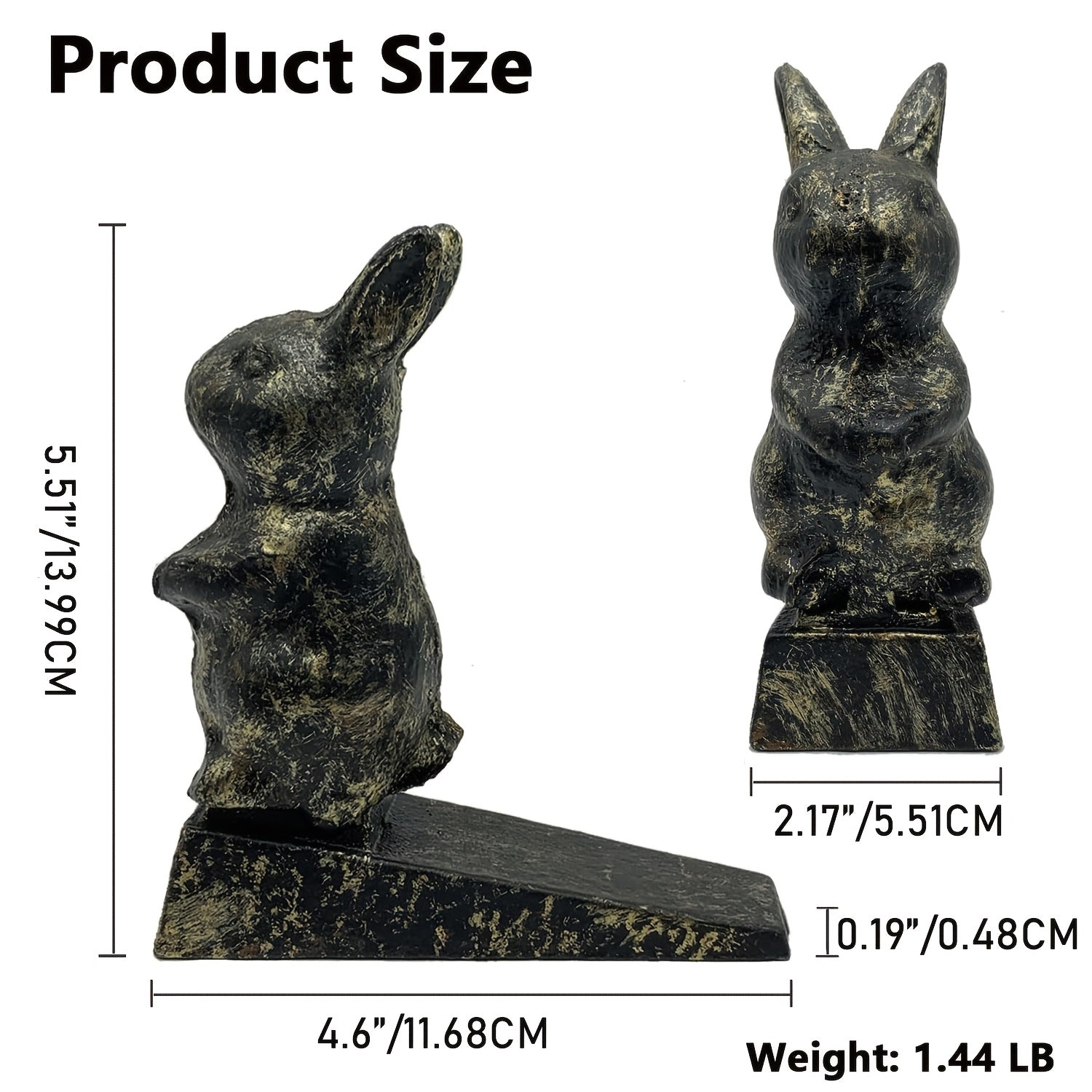 Cute Rabbit Cast Iron Door Stop | Heavy Duty Decorative Door Stopper Wedge with Strong Grip for Home and Garden, Vintage Red Brown End