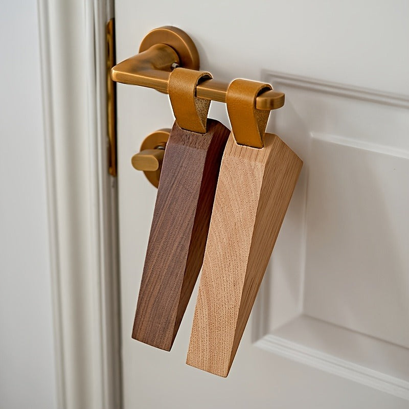 6pcs of Solid Wood Door Stoppers and Height-boosting Door Stoppers with Creative Anti-closing Function. Anti-closing Stoppers for Bedroom Movable Top Doors. Wooden Anti-collision Door Stoppers with Anti-slip Pads on The Bottom.