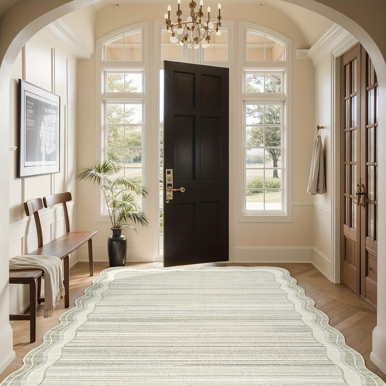 Beige Modern Area Rug Large Beige Abstract Minimalist Soft Non-Slip Low-Pile Modern Area Rugs | Washable Rugs For Living Room Bedroom Dining Room Home Office