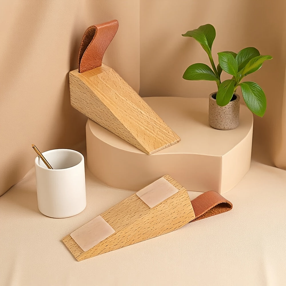 6pcs of Solid Wood Door Stoppers and Height-boosting Door Stoppers with Creative Anti-closing Function. Anti-closing Stoppers for Bedroom Movable Top Doors. Wooden Anti-collision Door Stoppers with Anti-slip Pads on The Bottom.