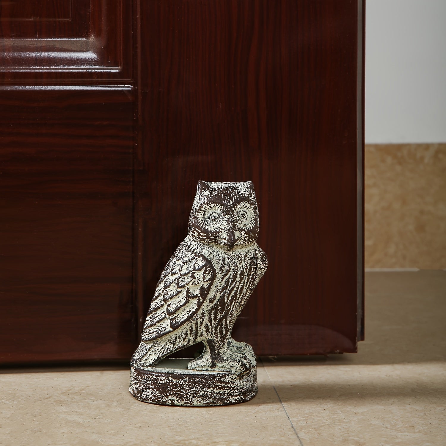 Vintage Owl Cast Iron Door Stopper - Heavy Duty Metal, Rustic Home Decor for Bottom of Doors