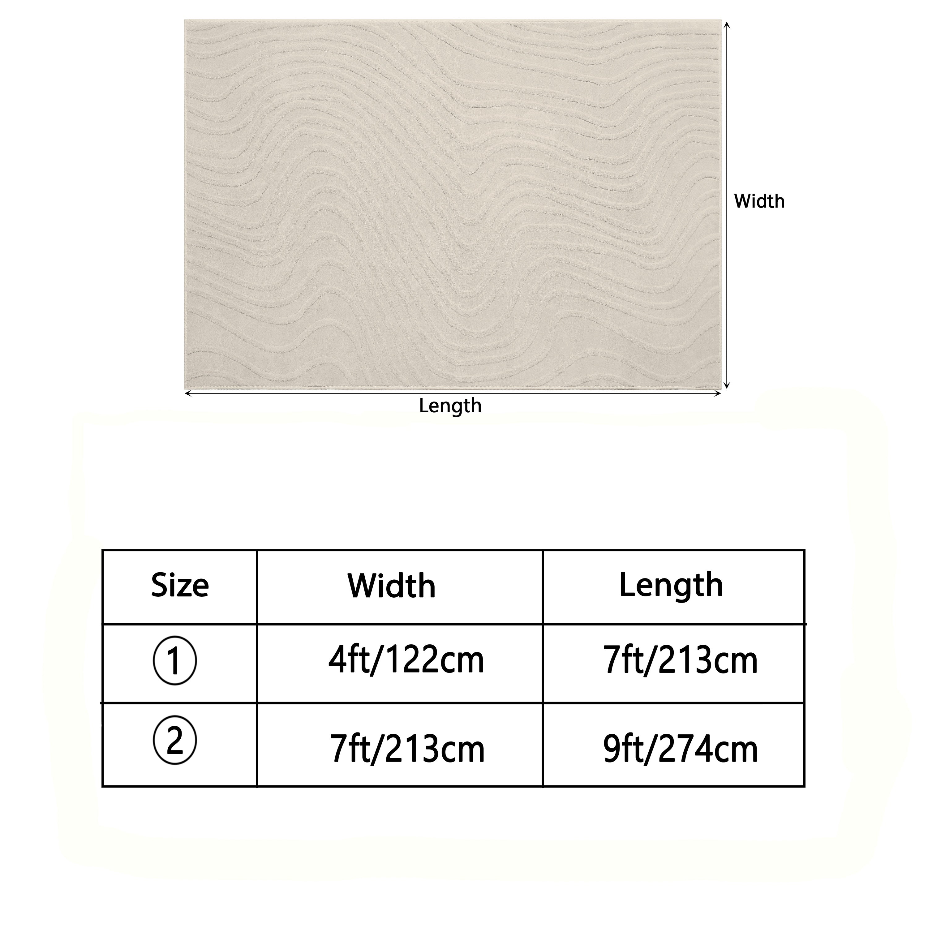 Beige Area Rug with a Soft, Cozy, And Fluffy Arch Pattern Featuring a High-Low Pile Texture. This Modern Geometric Carpet Is Non-Slip And Washable, Making It Perfect for The Living Room, Bedroom, Or Dining Room