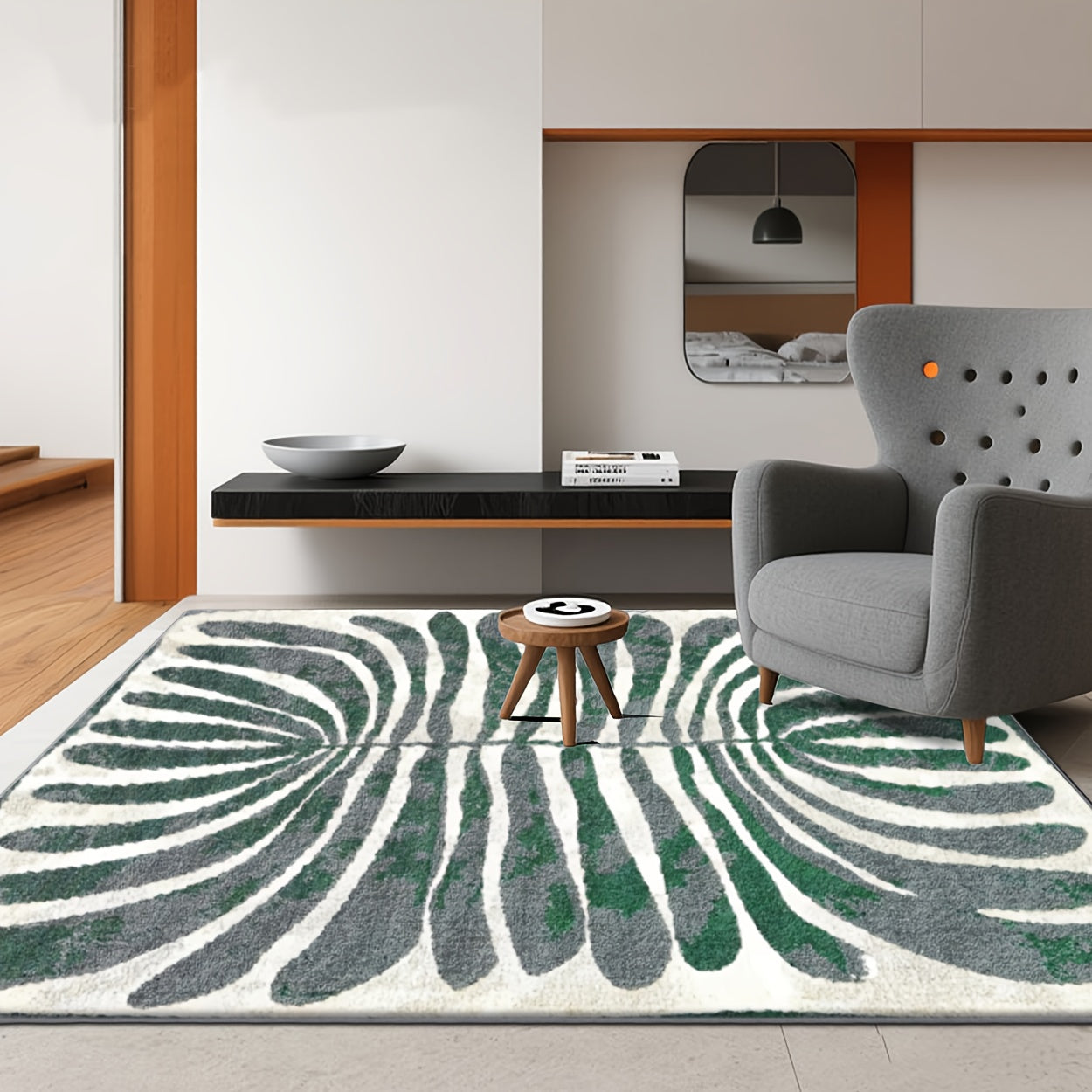 Imitation Cashmere Leaf Pattern, Art Simple - style Digital Printed Carpet, Comfortable & Beautiful, Versatile Decoration, Living Room, Sofa Mat, Door Mat, Bedroom, Outdoor Use, Shopping Malls, Cafes, Machine Washable