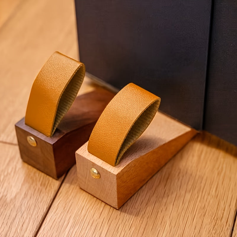 4pcs Nordic Beech\u002Fwalnut Door Stopper Set, Featuring A High Creative Bedroom Mobile Top Door Anti Closing Plug, Wooden Anti-collision And Anti Slip Stopper, Suitable for Carpets, Hardwood Floors, Concrete And Tile Surfaces.