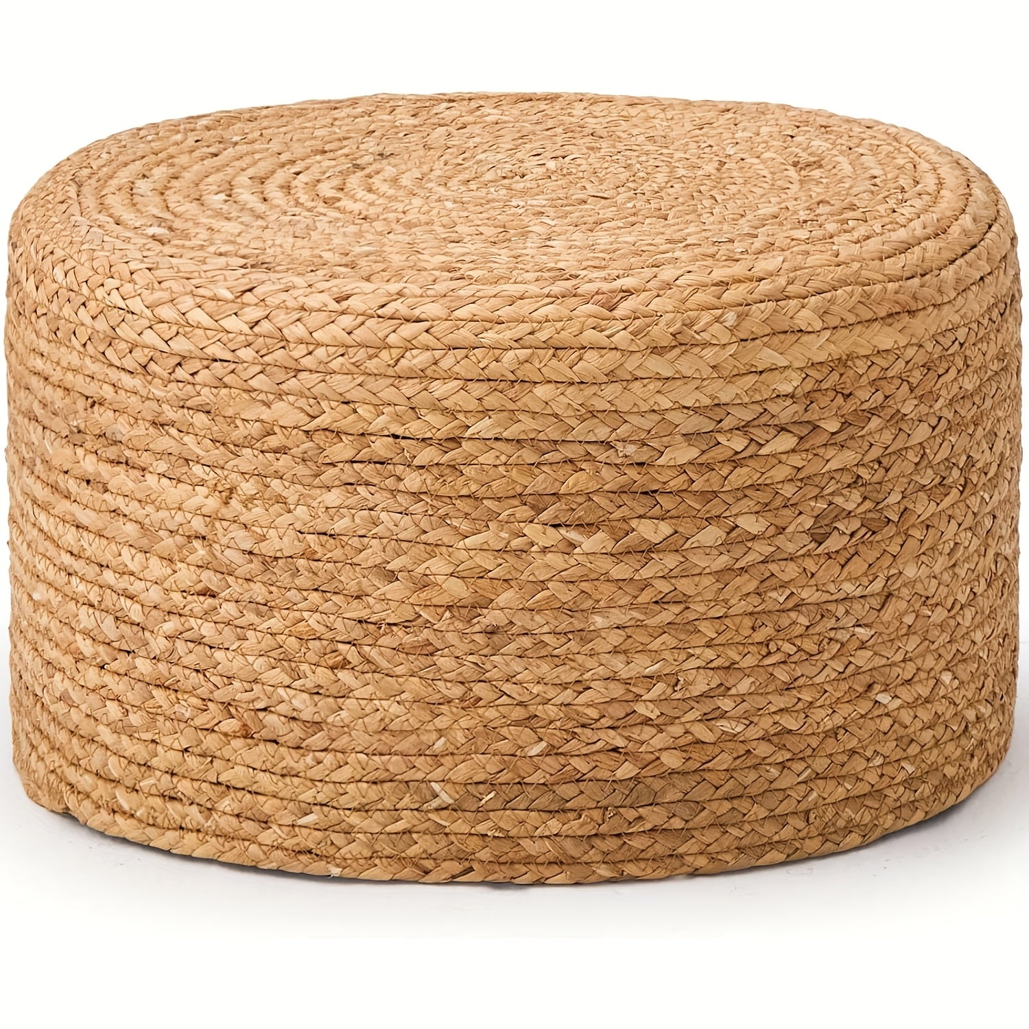 Round Pouf Ottoman, Natural Hand Knitted Footrest Poof, Rustic Lounge Pouffe, Boho Pous Foot Stool, Accent Table Or Seat