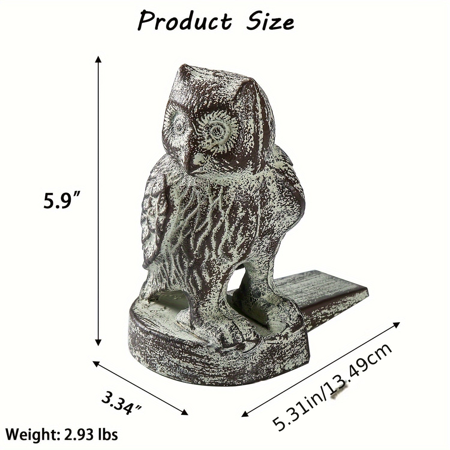 Vintage Owl Cast Iron Door Stopper - Heavy Duty Metal, Rustic Home Decor for Bottom of Doors