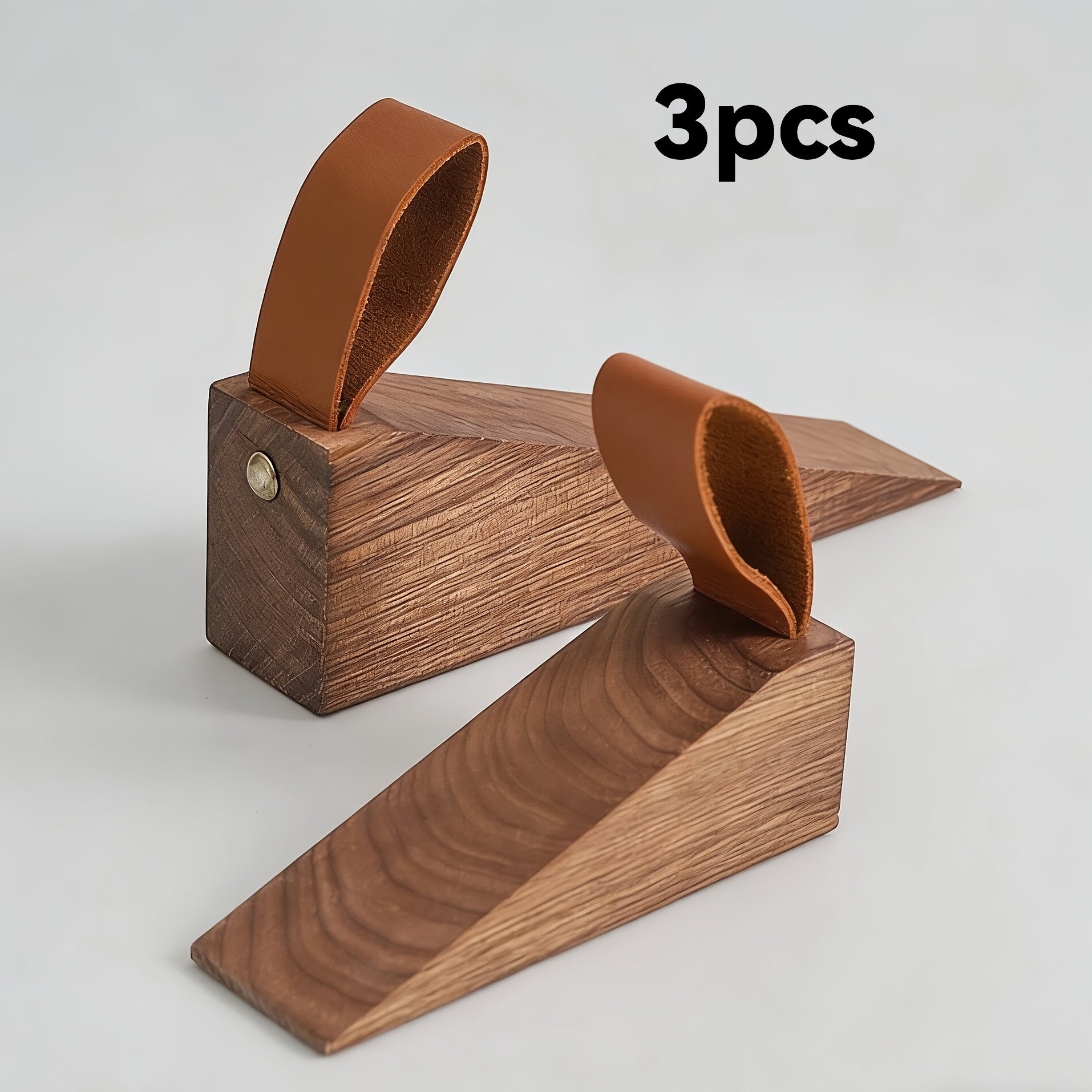 3 Pack Wooden Door Stopper Non Slip Door Stop Wedge Portable Door Holder Floor Door Stopper for Bedroom Home Office Anti Collision Door Holder Heavy Duty Door Stop
