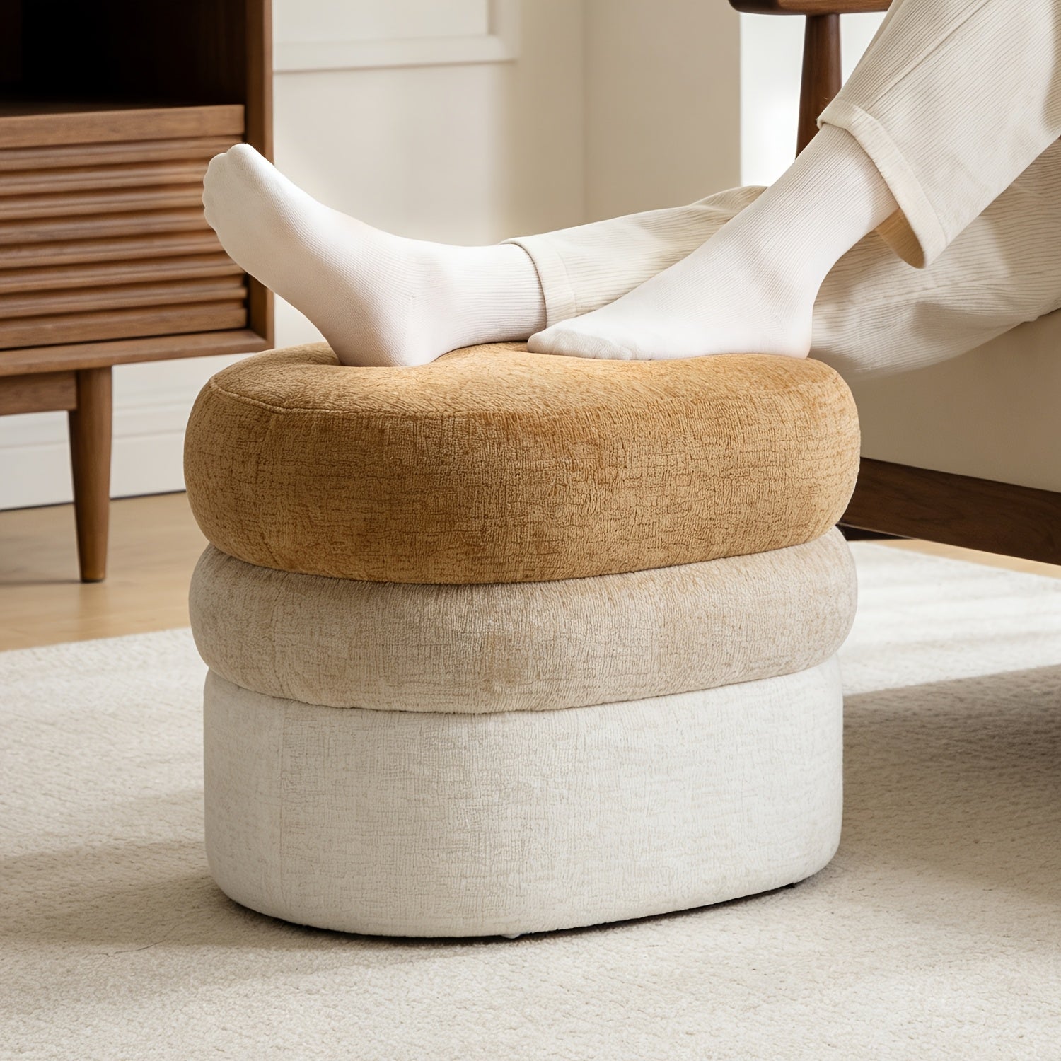 25.2-Inch Wide Upholstered Ombre Footstool