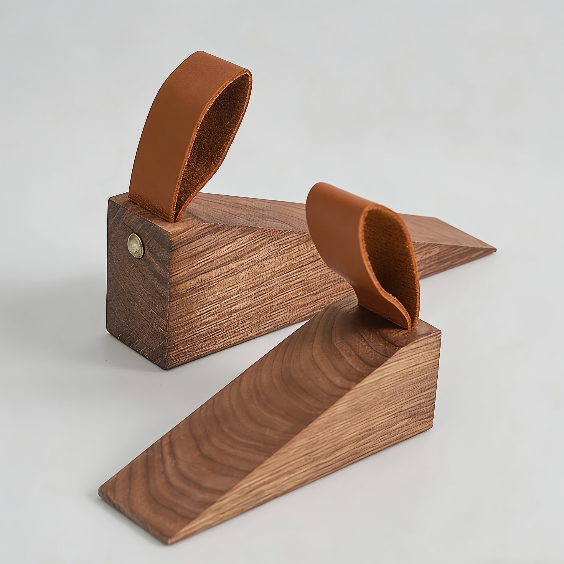 6pcs of Solid Wood Door Stoppers and Height-boosting Door Stoppers with Creative Anti-closing Function. Anti-closing Stoppers for Bedroom Movable Top Doors. Wooden Anti-collision Door Stoppers with Anti-slip Pads on The Bottom.