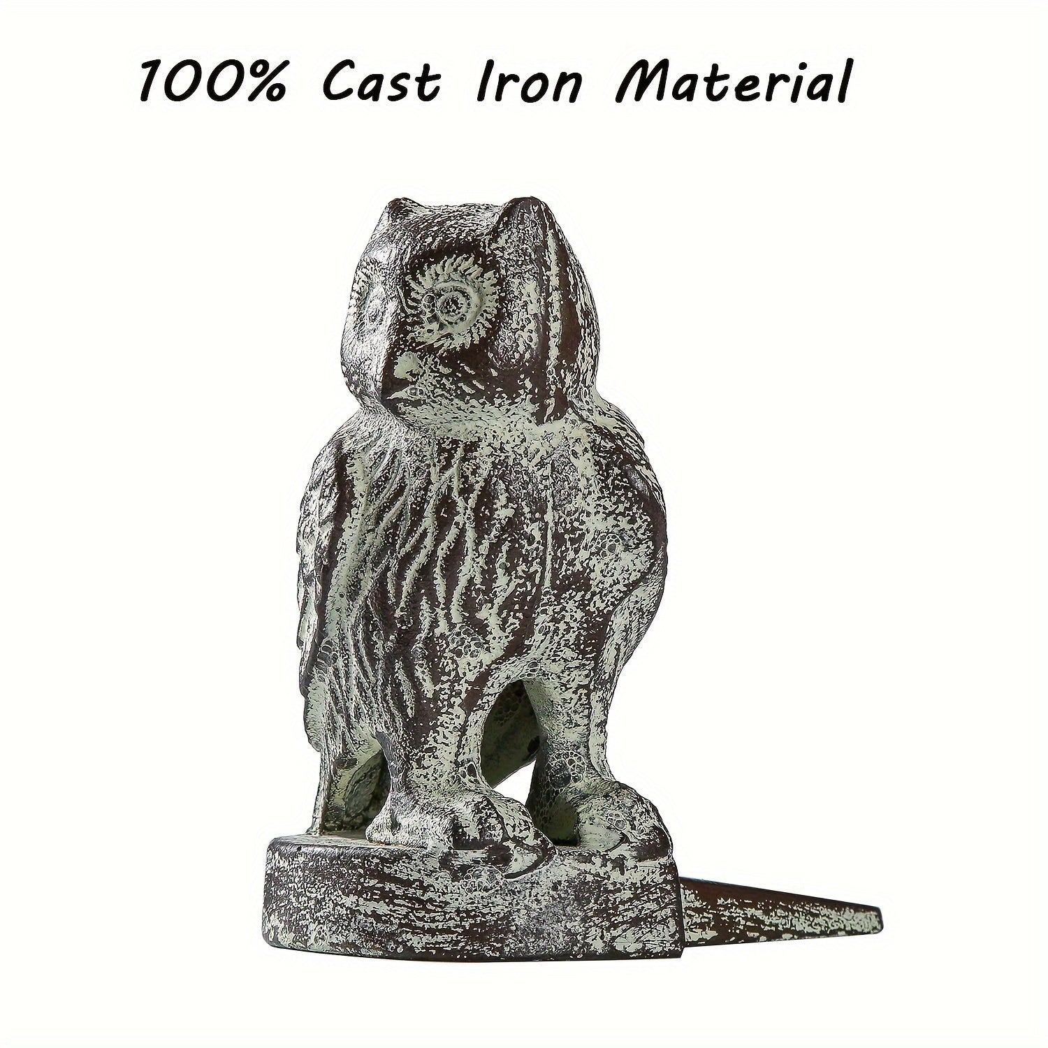 Vintage Owl Cast Iron Door Stopper - Heavy Duty Metal, Rustic Home Decor for Bottom of Doors