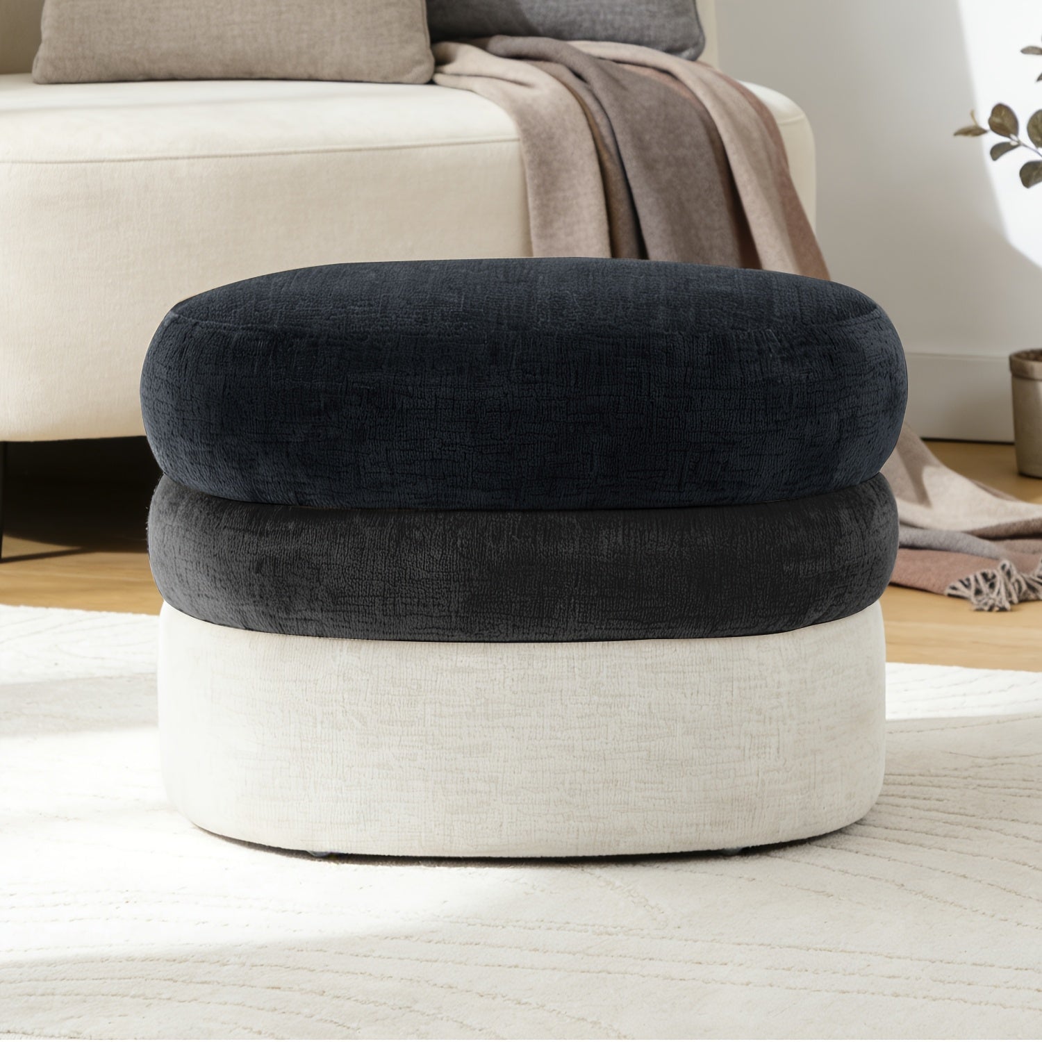 25.2-Inch Wide Upholstered Ombre Footstool