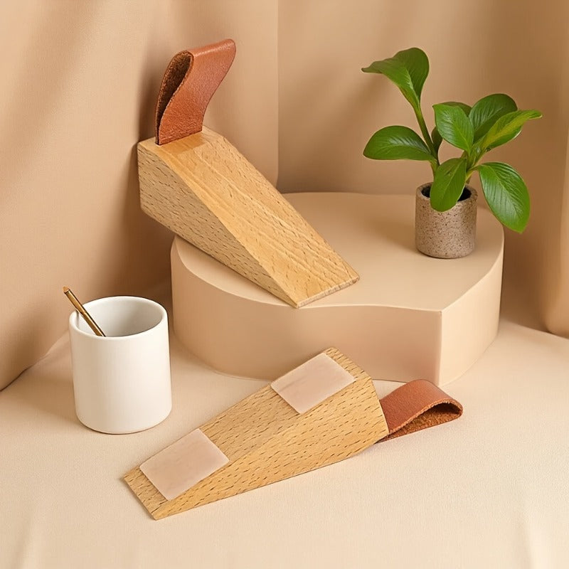 6pcs of Solid Wood Door Stoppers and Height-boosting Door Stoppers with Creative Anti-closing Function. Anti-closing Stoppers for Bedroom Movable Top Doors. Wooden Anti-collision Door Stoppers with Anti-slip Pads on The Bottom.