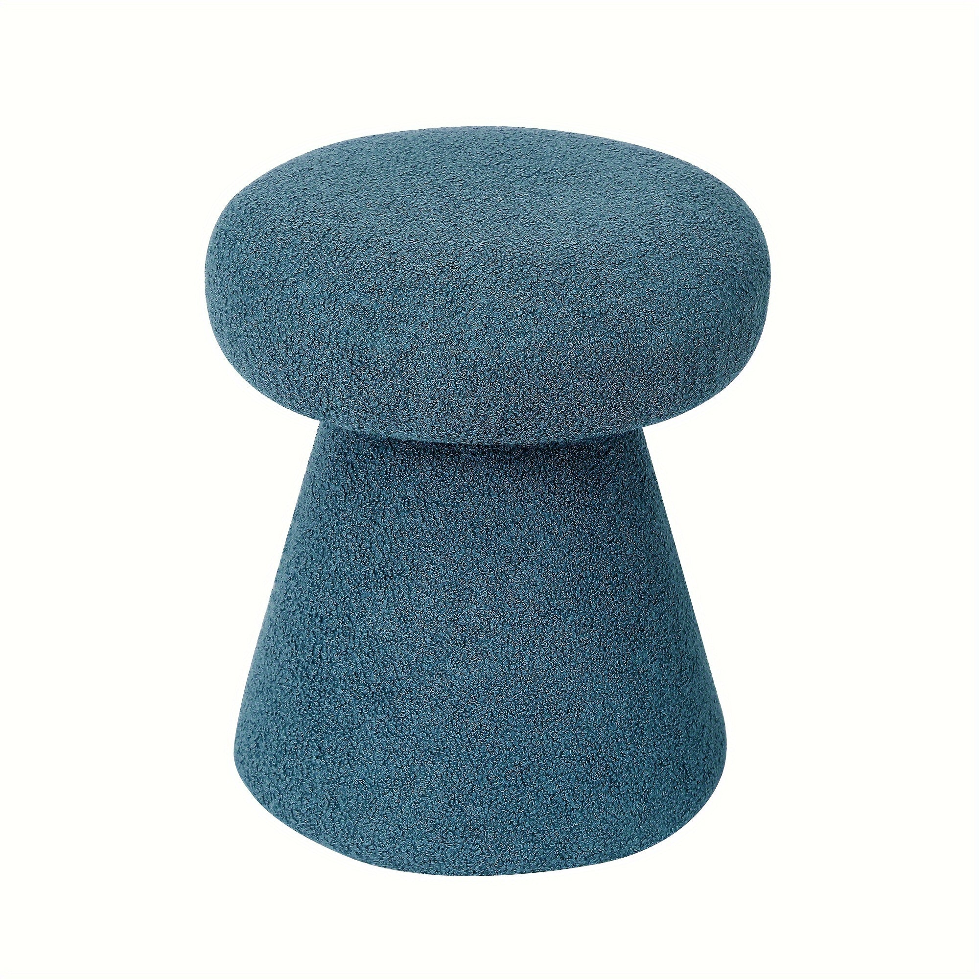 Mushroom Ottoman Foot Stool with Velvet Upholstery & Base - Round Small Modern Footrest, Footstool for Living Room, Bedroom, Entryway - Elegant Vanity Stool for &, Compact Furniture in Neutral Tones & Multi-Colors,