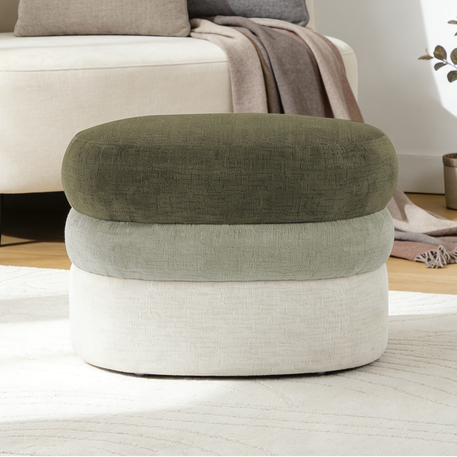 25.2-Inch Wide Upholstered Ombre Footstool