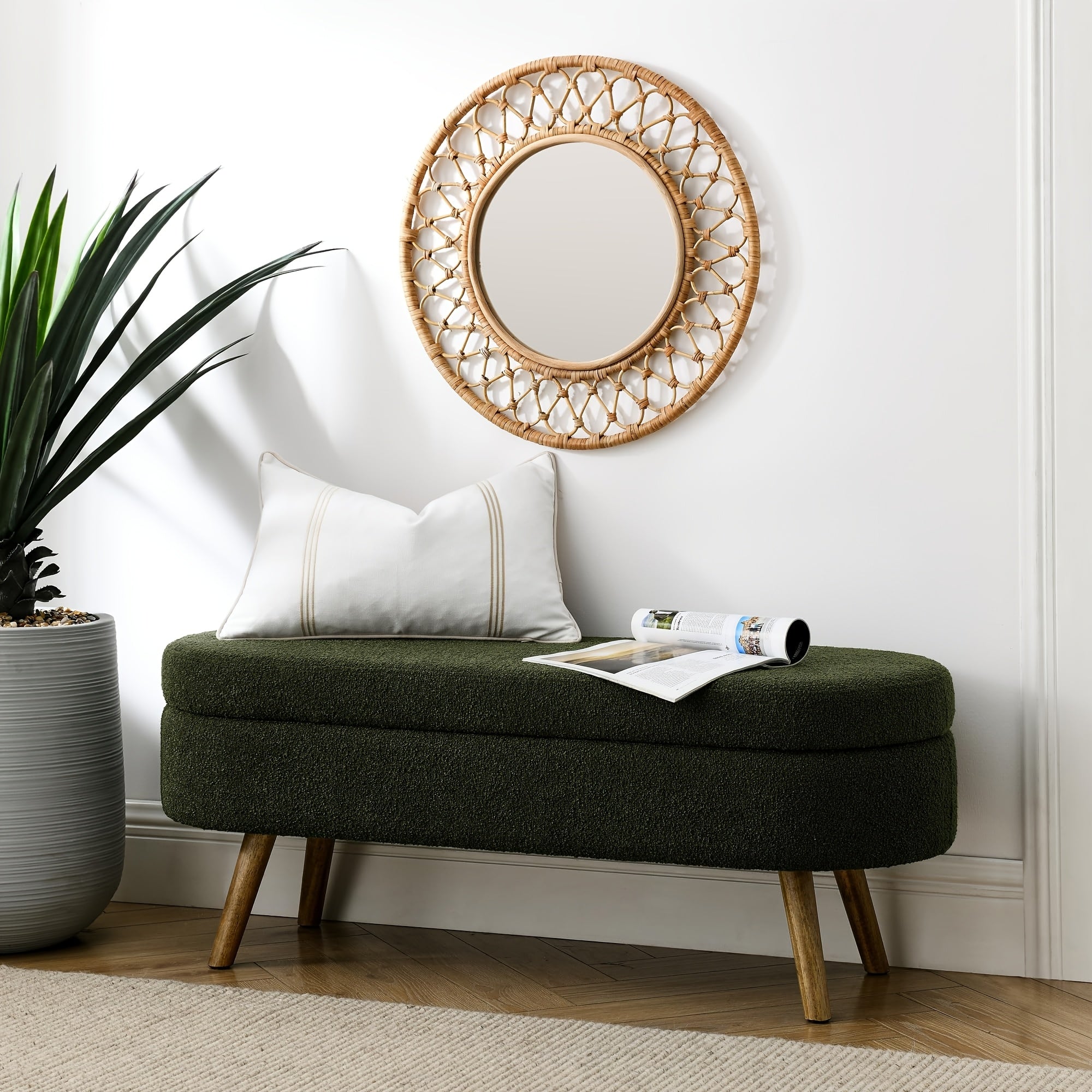 Oval Entrance Storage Bench, Linen Storage Footstool, Modern Comfortable Bedside Stool, Solid Wood Legs And Safety Hinges for Hallway Bedroom Living Room Scene Storage Footstool Bedroom Storage Stool