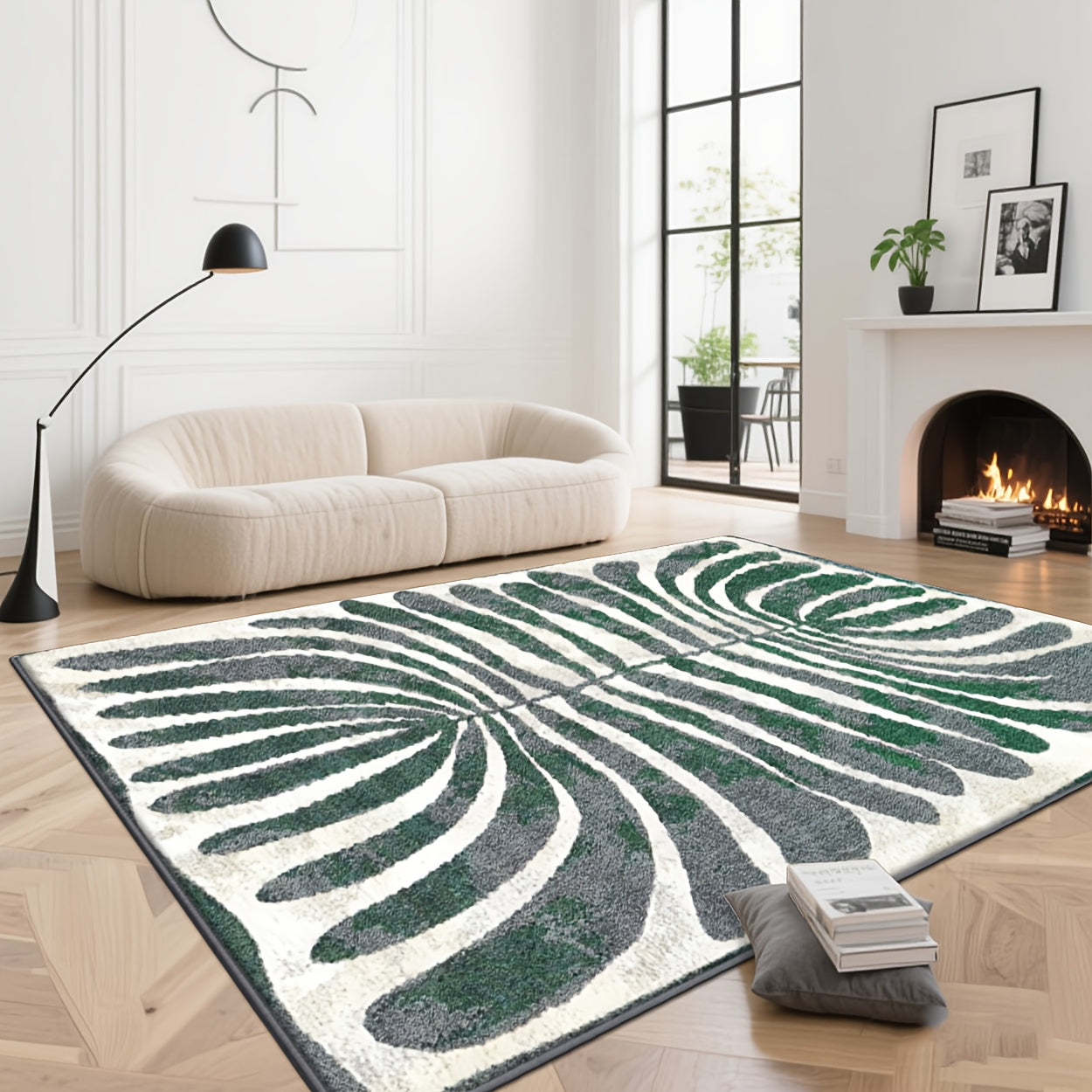 Imitation Cashmere Leaf Pattern, Art Simple - style Digital Printed Carpet, Comfortable & Beautiful, Versatile Decoration, Living Room, Sofa Mat, Door Mat, Bedroom, Outdoor Use, Shopping Malls, Cafes, Machine Washable