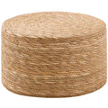 Round Pouf Ottoman, Natural Hand Knitted Footrest Poof, Rustic Lounge Pouffe, Boho Pous Foot Stool, Accent Table Or Seat
